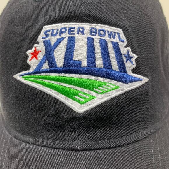 NEW Superbowl 43 XLIII Black Strapback Dad Hat Cap Embroidered Reebok NFL 2009 - Picture 2 of 9